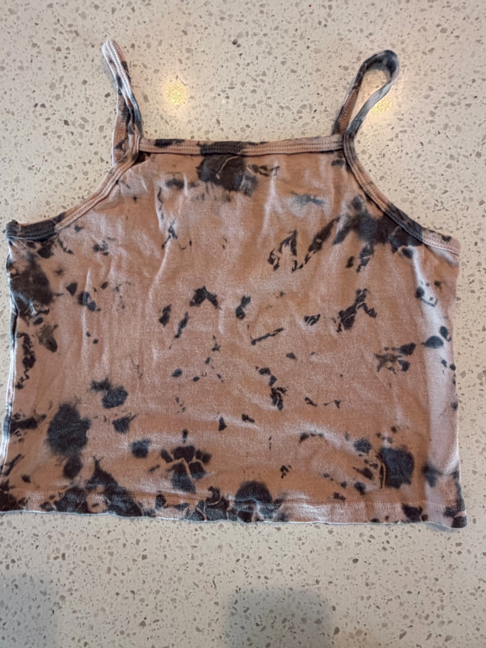 Groceries Apparel Tie-Dye Tan & Black Cropped Camisole Tank